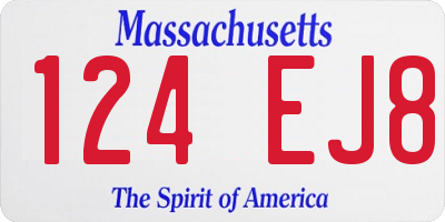 MA license plate 124EJ8