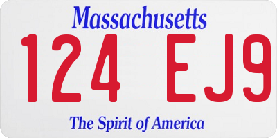 MA license plate 124EJ9