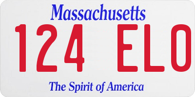 MA license plate 124EL0