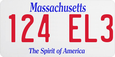 MA license plate 124EL3