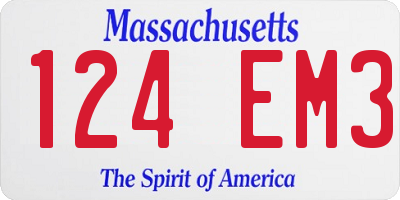 MA license plate 124EM3