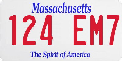 MA license plate 124EM7