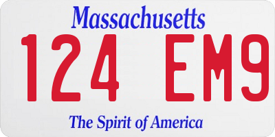 MA license plate 124EM9
