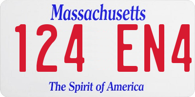 MA license plate 124EN4