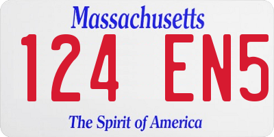 MA license plate 124EN5
