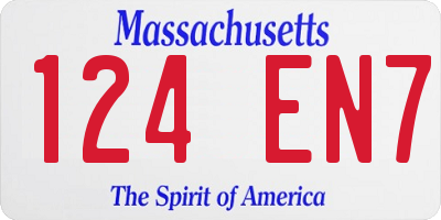 MA license plate 124EN7