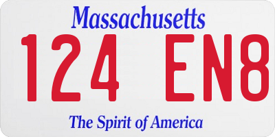 MA license plate 124EN8