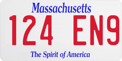 MA license plate 124EN9
