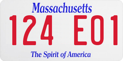 MA license plate 124EO1