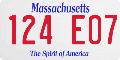 MA license plate 124EO7