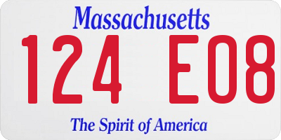 MA license plate 124EO8