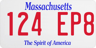 MA license plate 124EP8