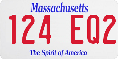 MA license plate 124EQ2