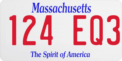 MA license plate 124EQ3