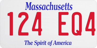 MA license plate 124EQ4