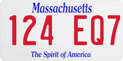 MA license plate 124EQ7