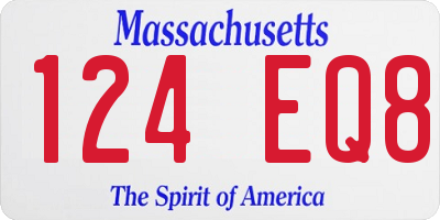 MA license plate 124EQ8