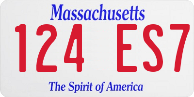 MA license plate 124ES7