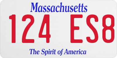 MA license plate 124ES8