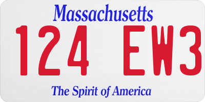 MA license plate 124EW3