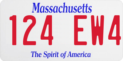 MA license plate 124EW4