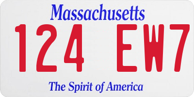 MA license plate 124EW7