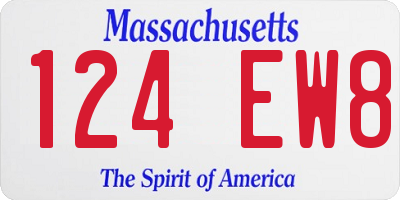 MA license plate 124EW8