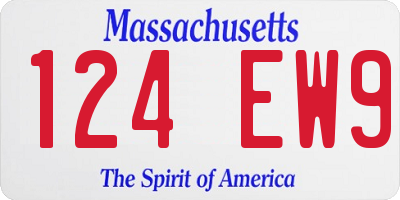 MA license plate 124EW9