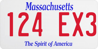 MA license plate 124EX3