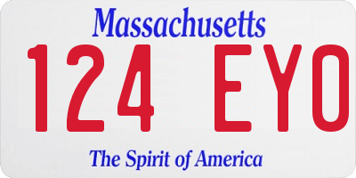 MA license plate 124EY0