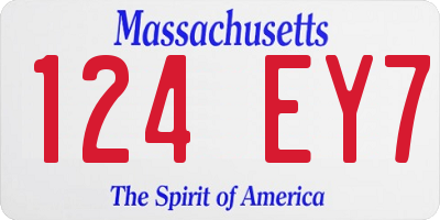 MA license plate 124EY7