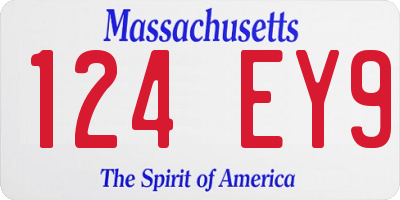 MA license plate 124EY9
