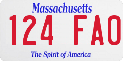 MA license plate 124FA0