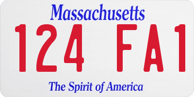 MA license plate 124FA1