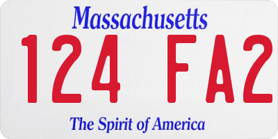 MA license plate 124FA2