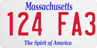 MA license plate 124FA3