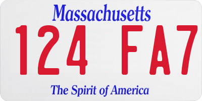 MA license plate 124FA7