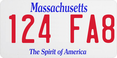 MA license plate 124FA8