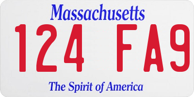 MA license plate 124FA9
