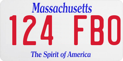 MA license plate 124FB0