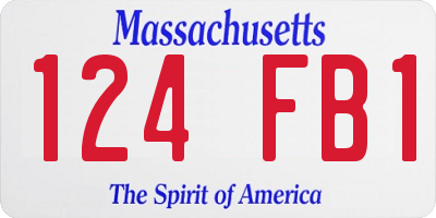 MA license plate 124FB1