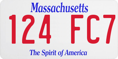 MA license plate 124FC7