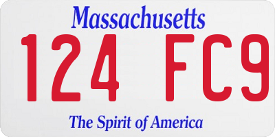 MA license plate 124FC9