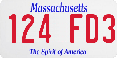 MA license plate 124FD3
