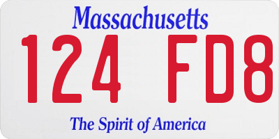 MA license plate 124FD8