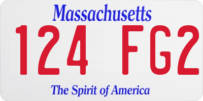 MA license plate 124FG2