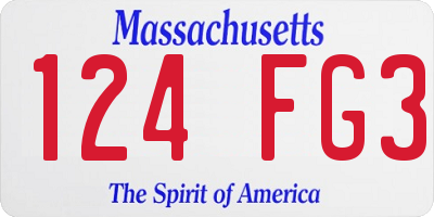 MA license plate 124FG3