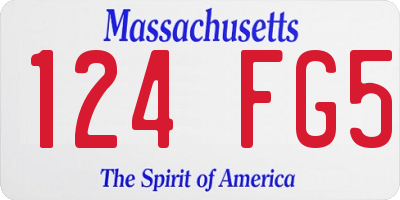 MA license plate 124FG5