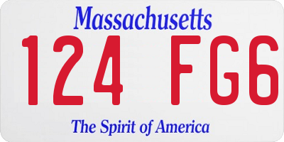 MA license plate 124FG6