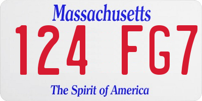 MA license plate 124FG7